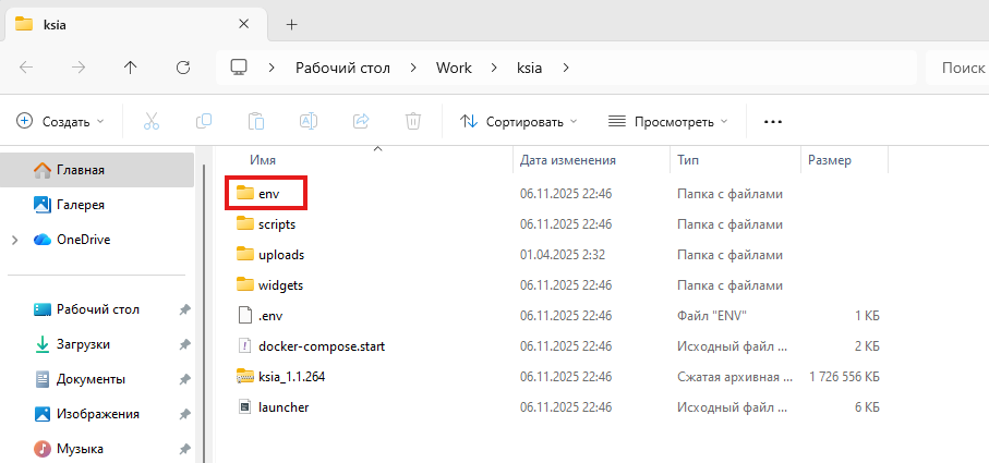 Папка «env»