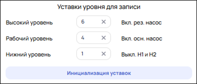 Виджет «Уставки уровня для записи»